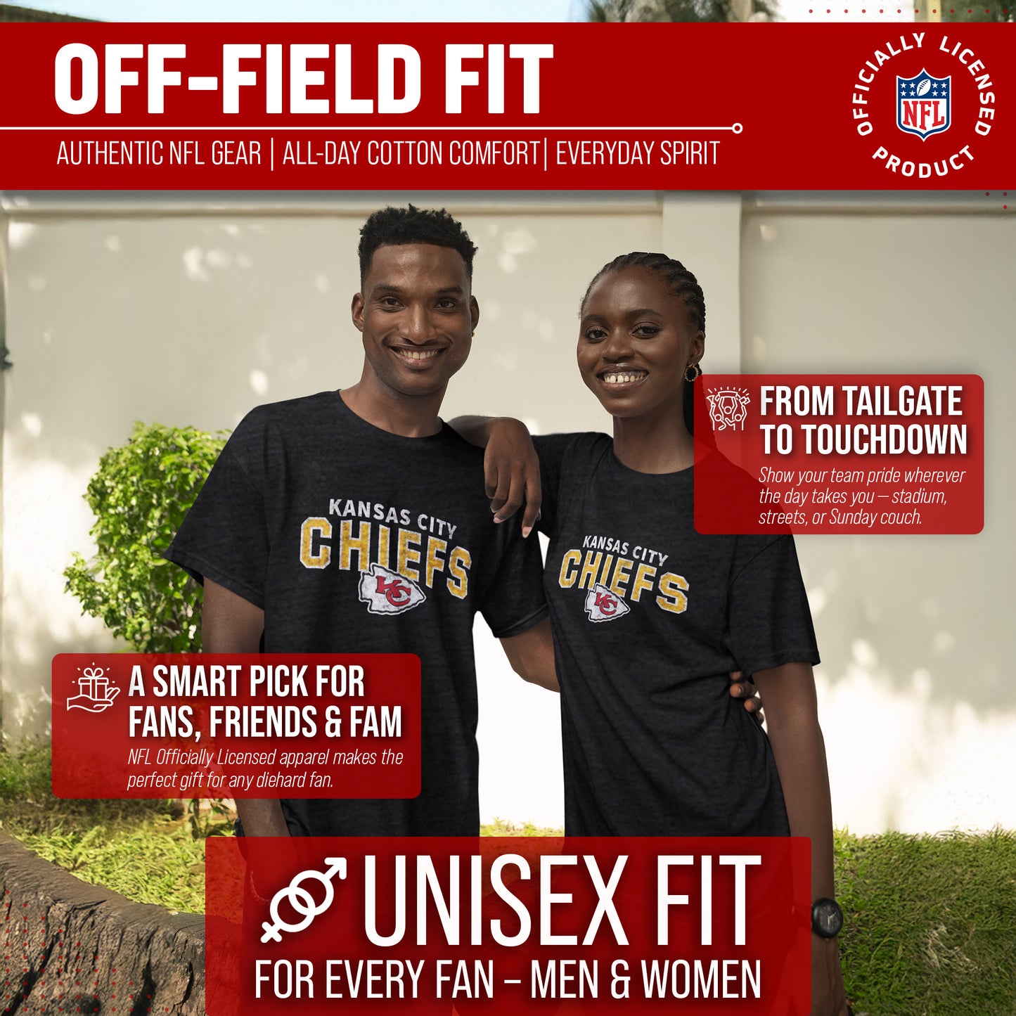 Kansas City Chiefs NFL Starting Fresh Short Sleeve Heather T-Shirt - Black