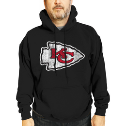 Kansas City Chiefs NFL Adult Unisex Modern Throwback Ultra Soft Fleece Hooded Sweatshirt - Black