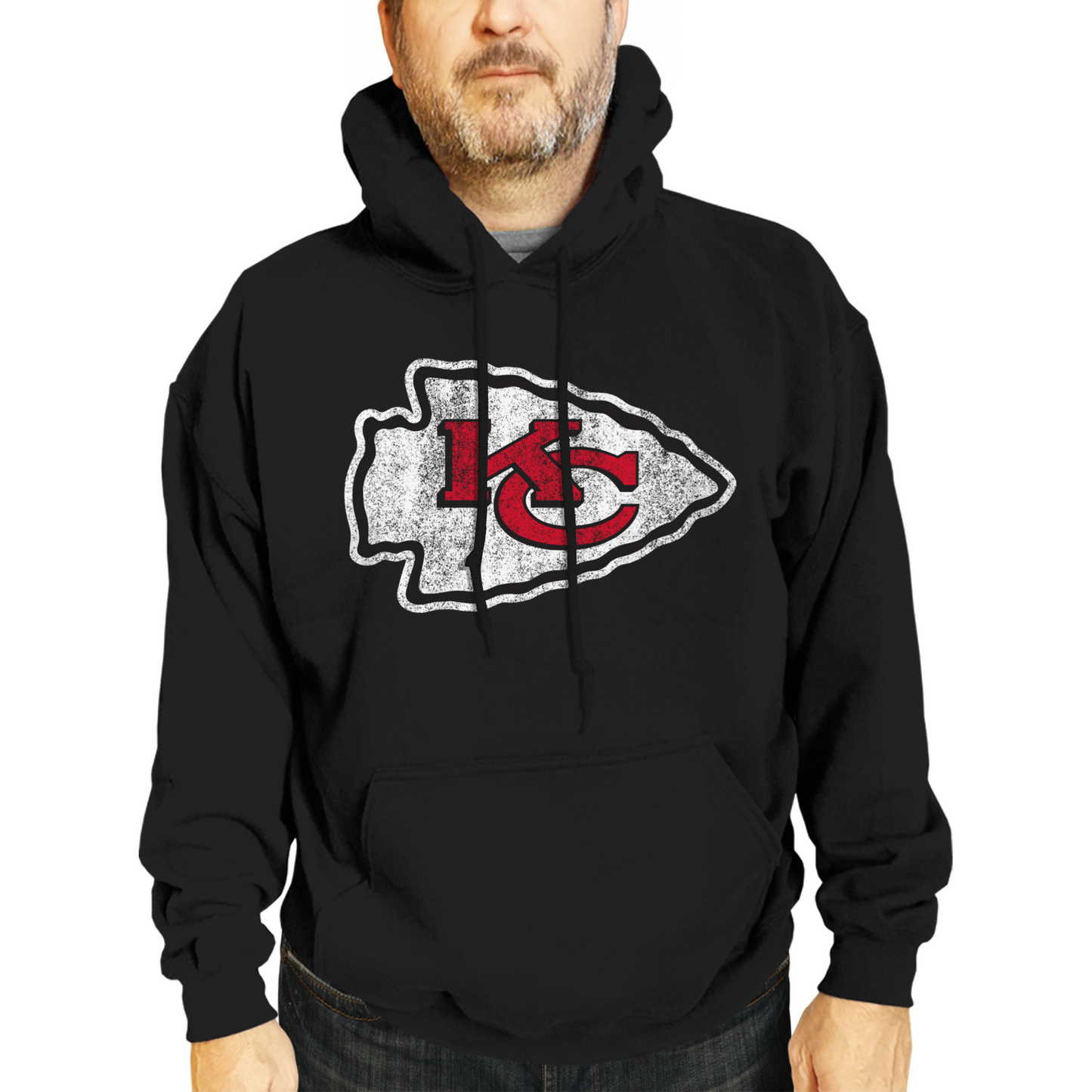 Kansas City Chiefs NFL Adult Unisex Modern Throwback Ultra Soft Fleece Hooded Sweatshirt - Black