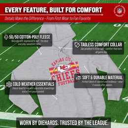 Kansas City Chiefs NFL Team Stripe Hooded Sweatshirt- Soft Pullover Sports Hoodie For Men & Women - Sport Gray