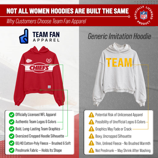 Kansas City Chiefs  NFL Women's Franchise Oversized Crop Hoodie Fleece - Red