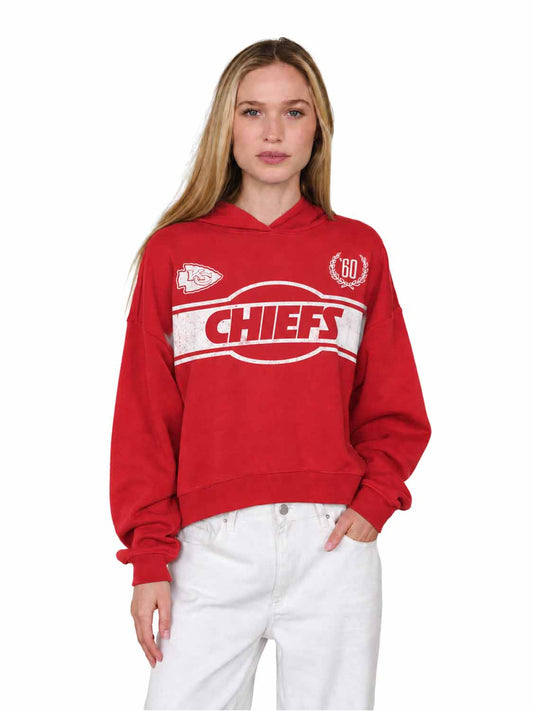 Kansas City Chiefs  NFL Women's Franchise Oversized Crop Hoodie Fleece - Red