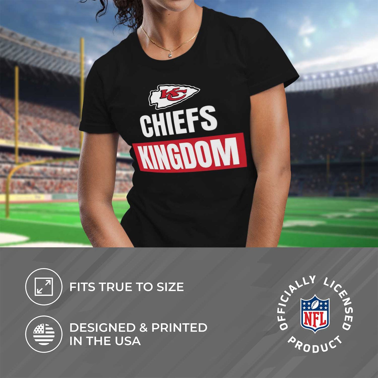 Kansas City Chiefs NFL Womens Plus Size Team Slogan Short Sleeve T-Shirt - Black