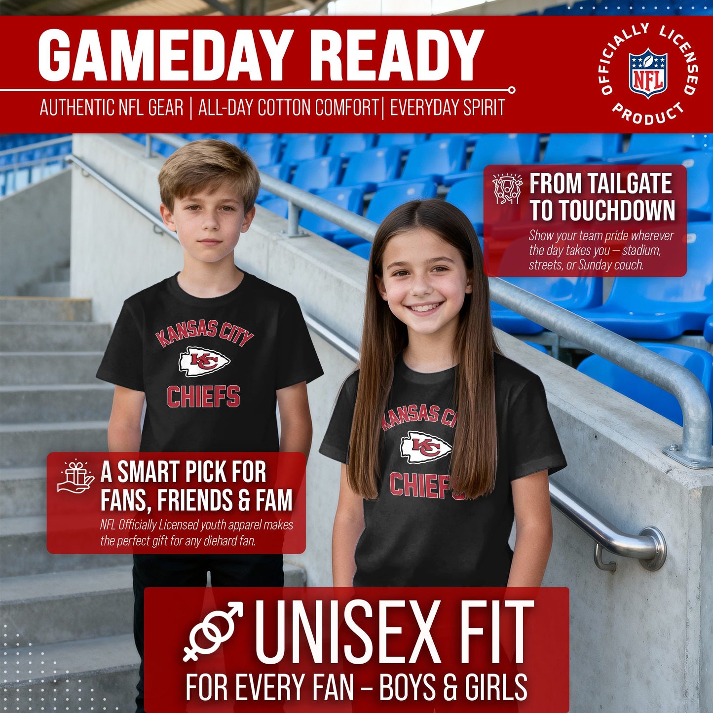 Kansas City Chiefs NFL Youth Gameday Football T-Shirt - Black