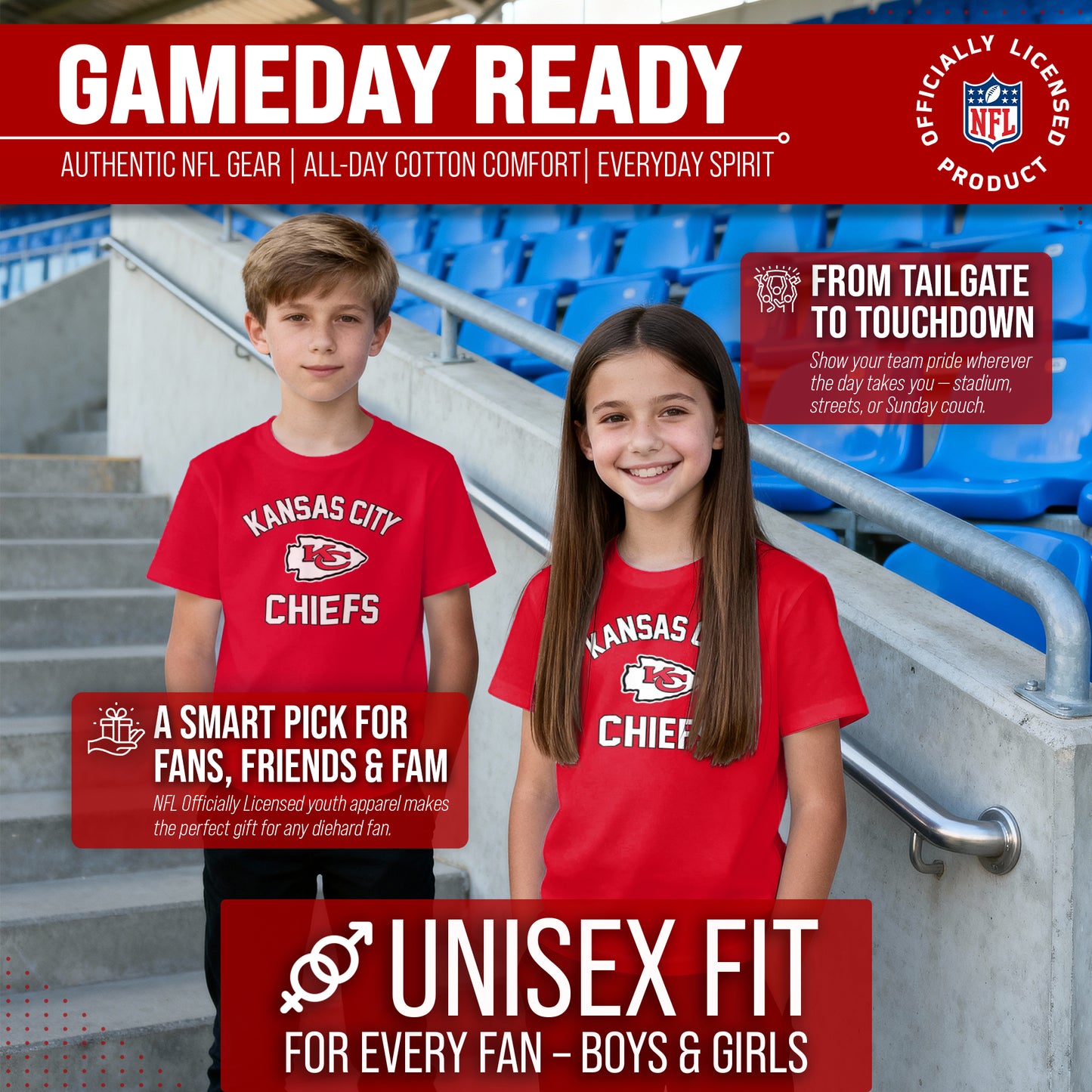 Kansas City Chiefs NFL Youth Gameday Football T-Shirt - Red