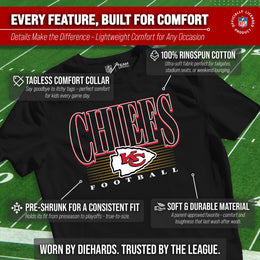 Kansas City Chiefs NFL Youth Overtime Blueprint Football T-Shirt Unisex Tag Free Comfortable - Black