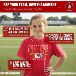 Kansas City Chiefs NFL Youth Overtime Blueprint Football T-Shirt Unisex Tag Free Comfortable - Red