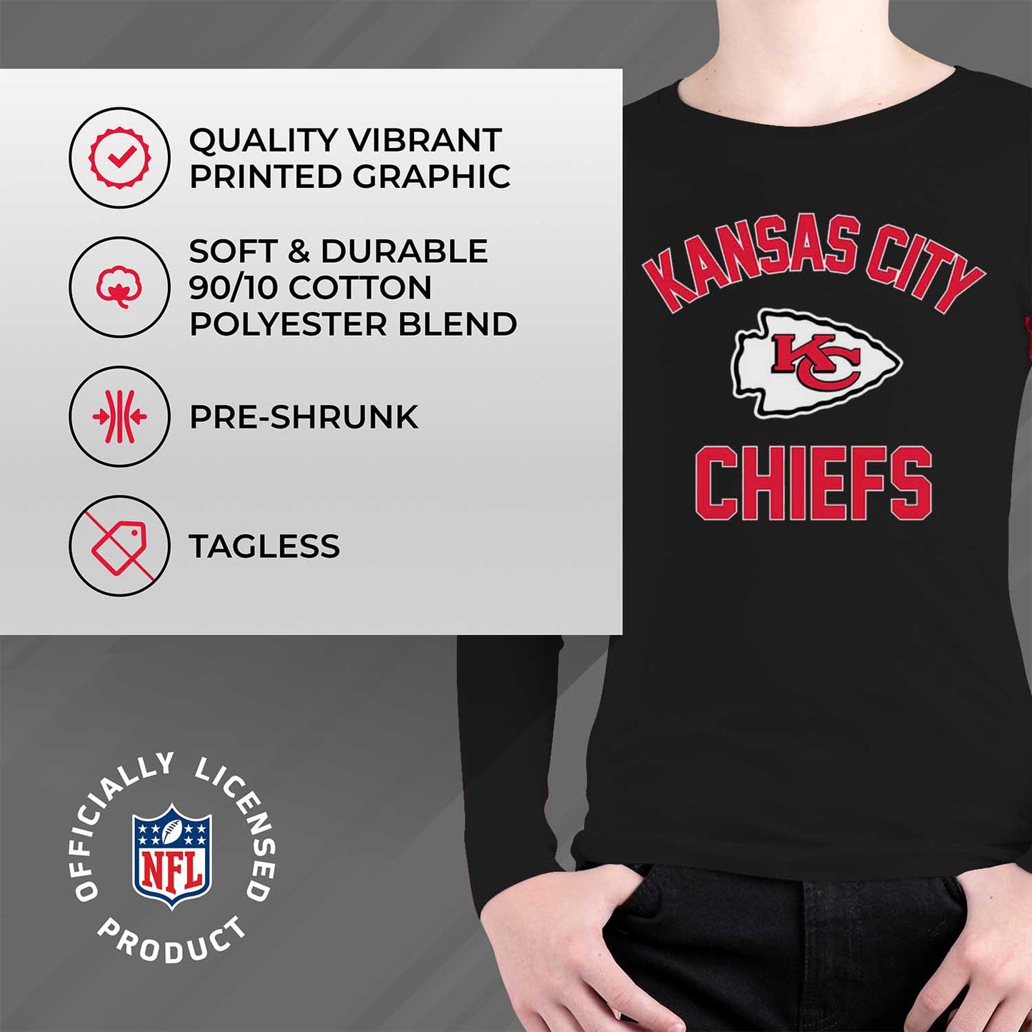 Kansas City Chiefs NFL Youth Gameday Crewneck Sweatshirt - Black
