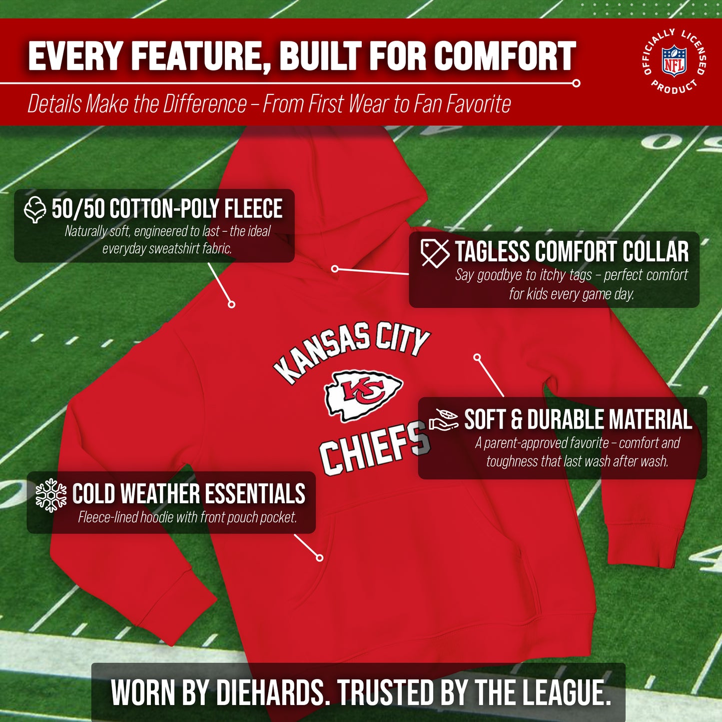 Kansas City Chiefs NFL Youth Gameday Hooded Sweatshirt - Red