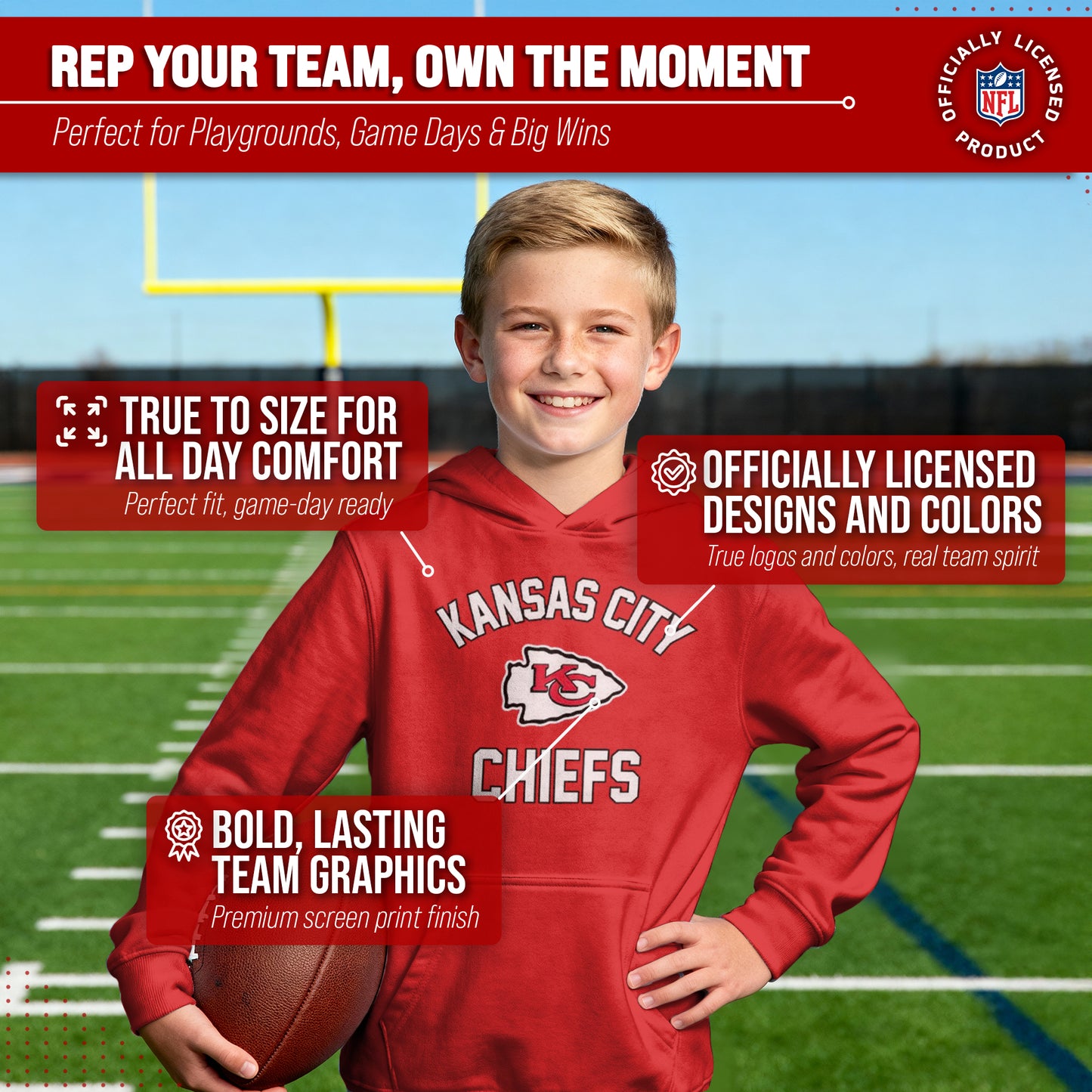Kansas City Chiefs NFL Youth Gameday Hooded Sweatshirt - Red