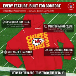 Kansas City Chiefs NFL Youth Repeating Logo Football Fleece Hooded Sweatshirt - Red