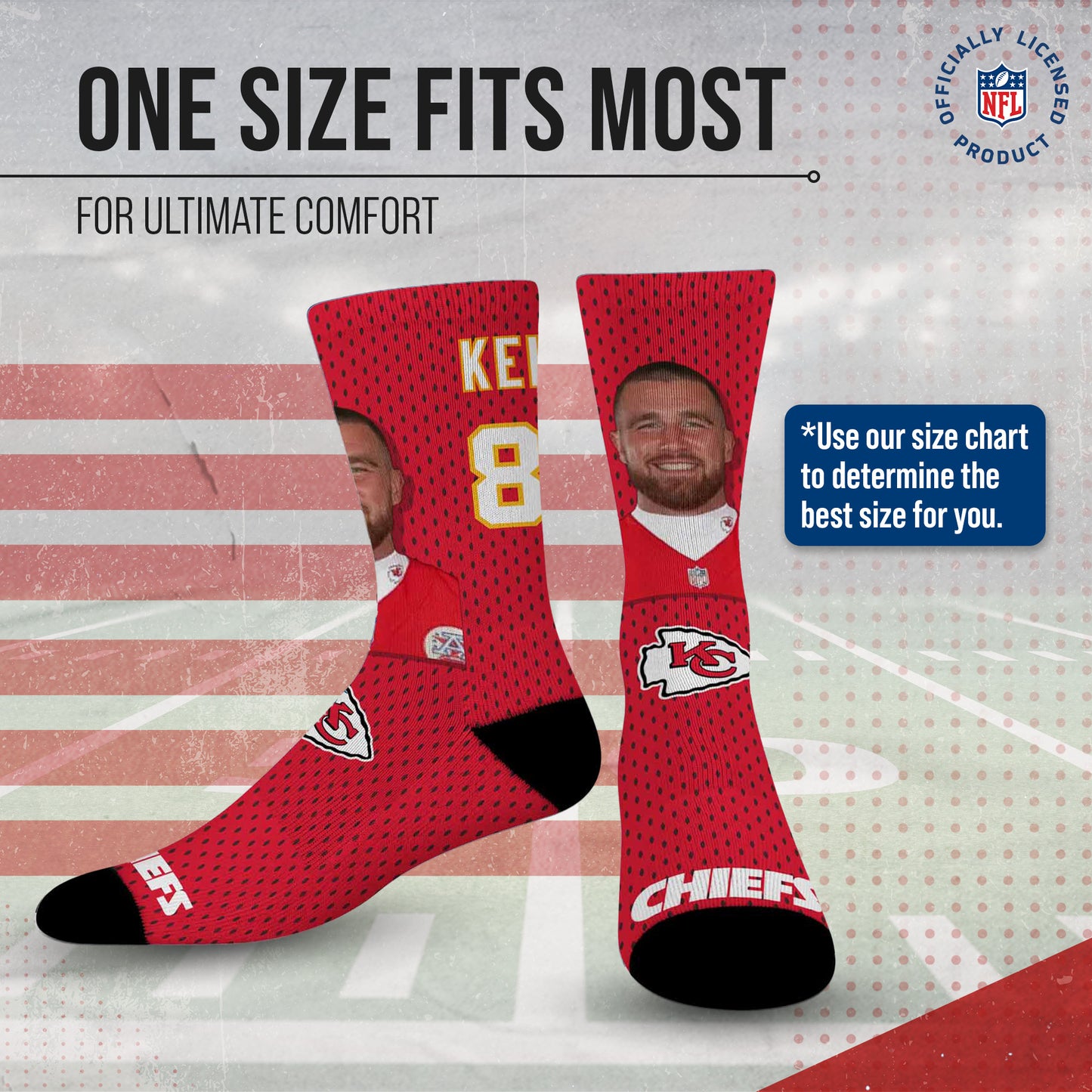 Kansas City Chiefs NFL Youth Roster Player Crew Socks - Red #15