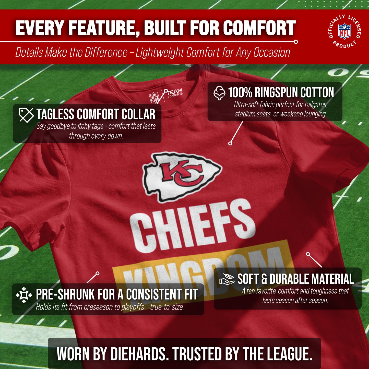Kansas City Chiefs NFL Adult Team Slogan Unisex T-Shirt - Red