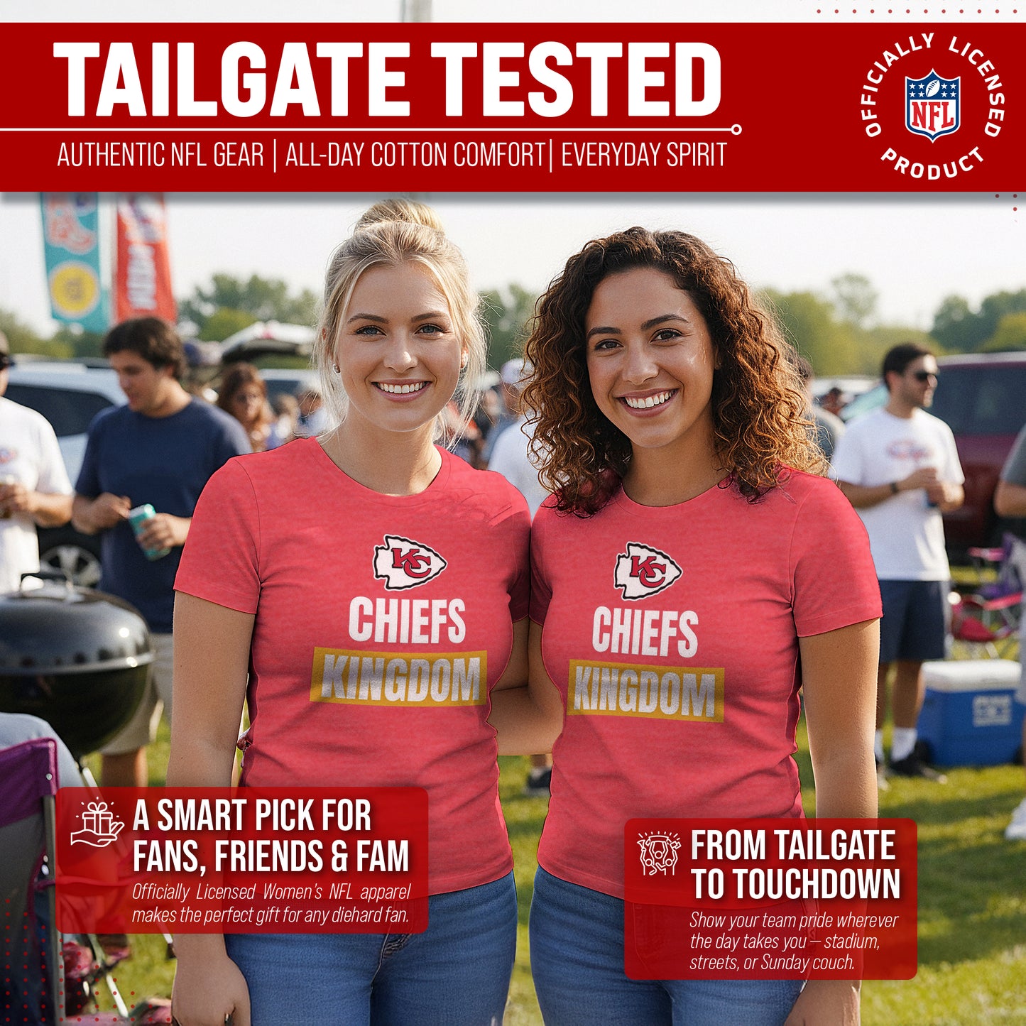 Kansas City Chiefs NFL Womens Team Slogan Short Sleeve Tshirt - Red