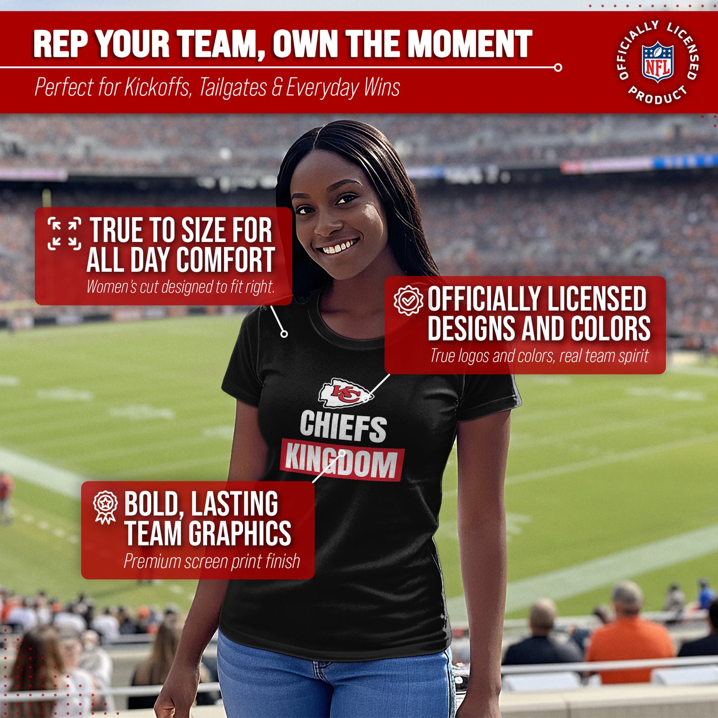 Kansas City Chiefs NFL Womens Team Slogan Short Sleeve Tshirt - Black