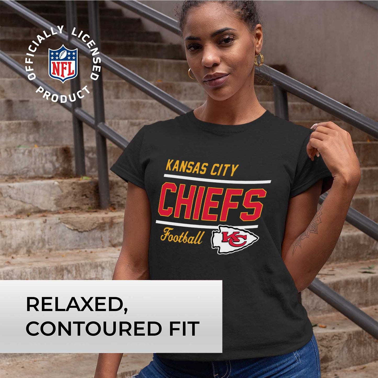 Kansas City Chiefs NFL Womens Plus Size Relaxed Fit T-Shirt - Black