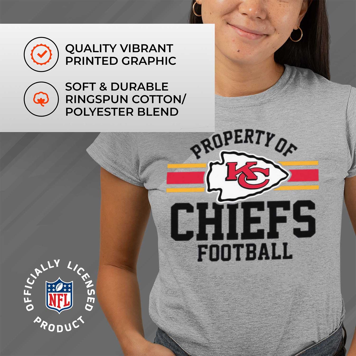 Kansas City Chiefs NFL Women's Property Of Lightweight Plus Size T-Shirt - Sport Gray