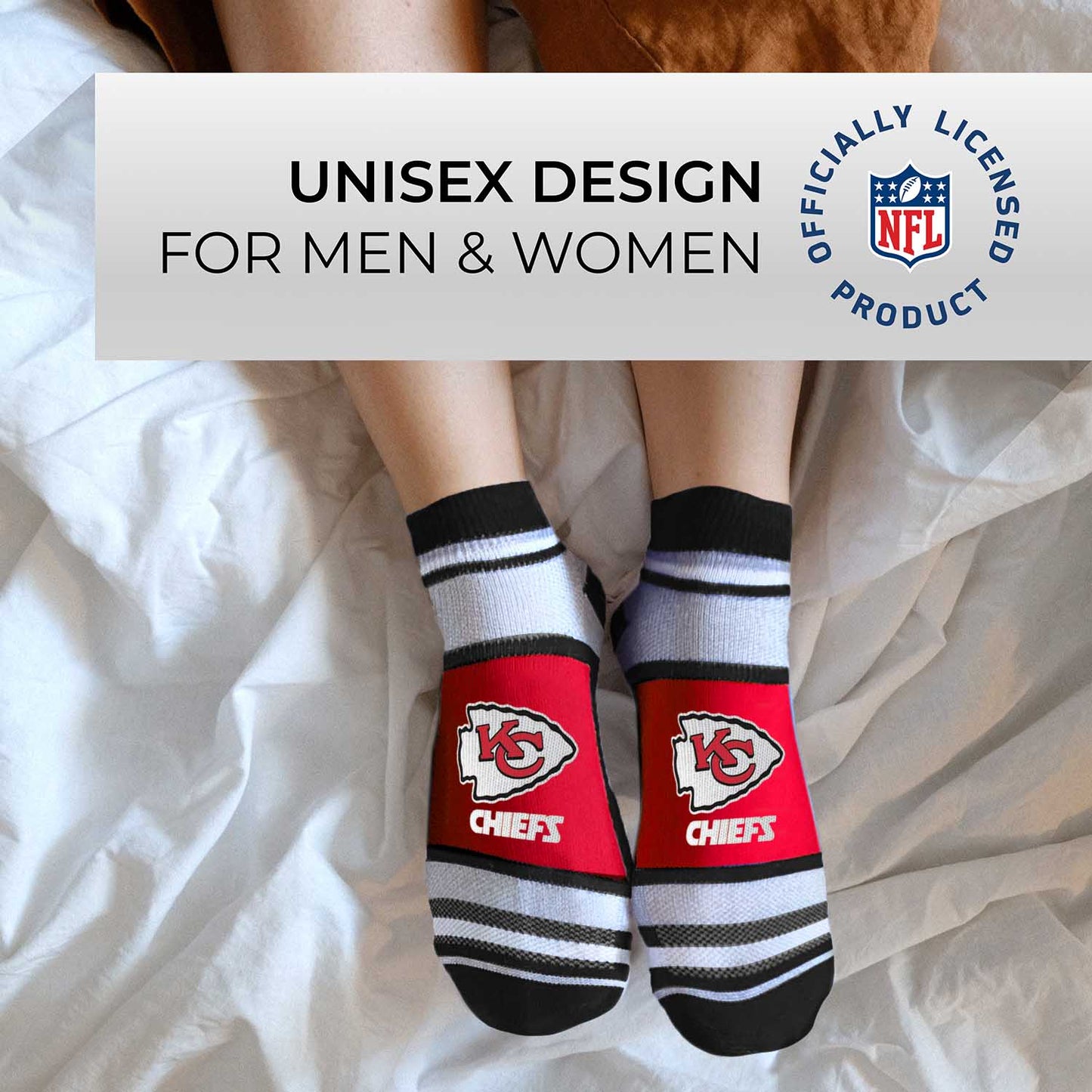 Kansas City Chiefs Adult Marquis Addition No Show Socks - Red