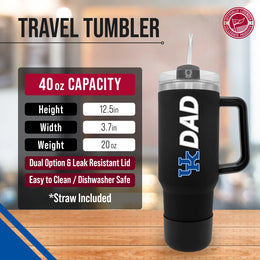 Kentucky Wildcats Collegiate 40oz Stainless Steel Travel Tumbler with Handle for Dad - Black