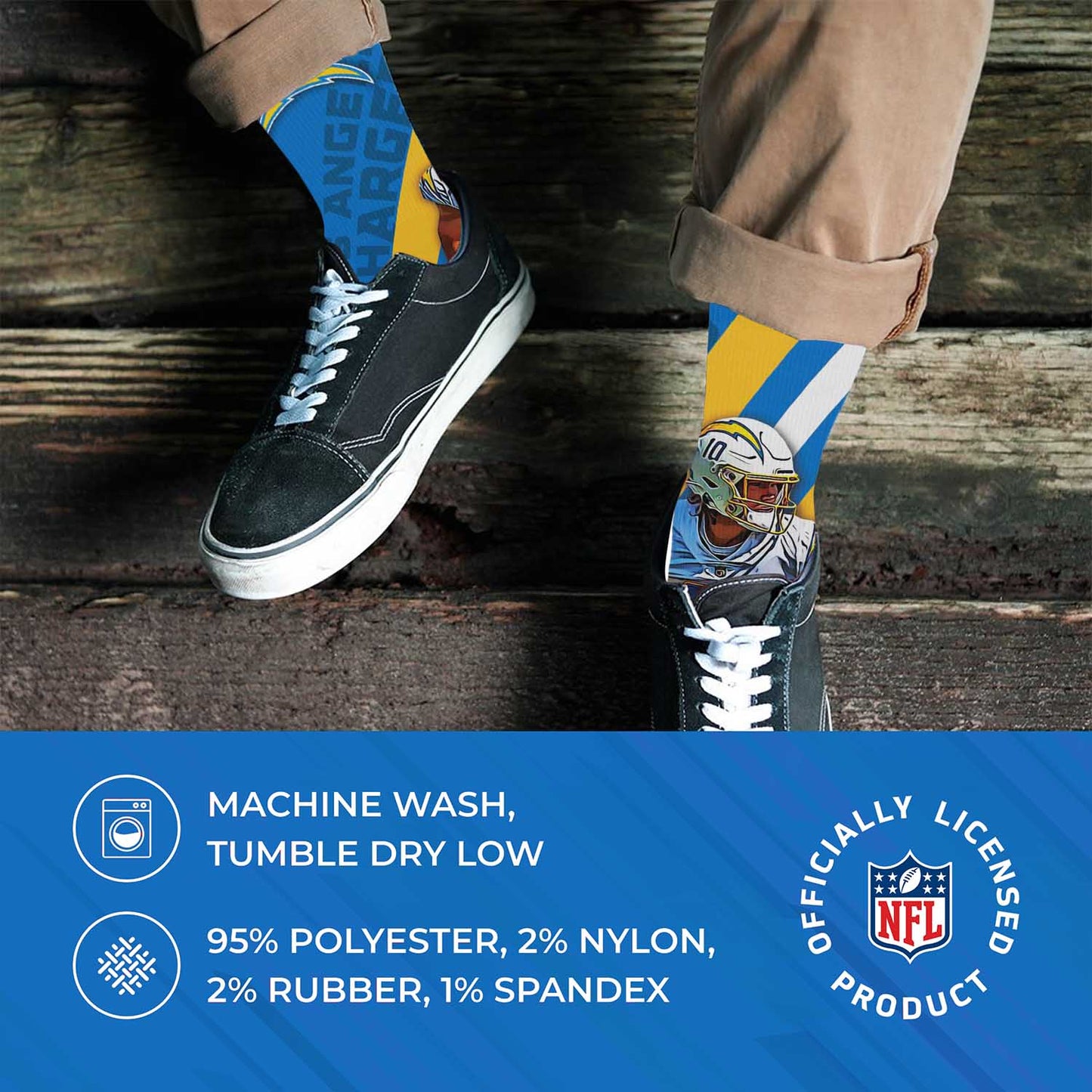 Los Angeles Chargers NFL Adult Player Stripe Sock - Blue