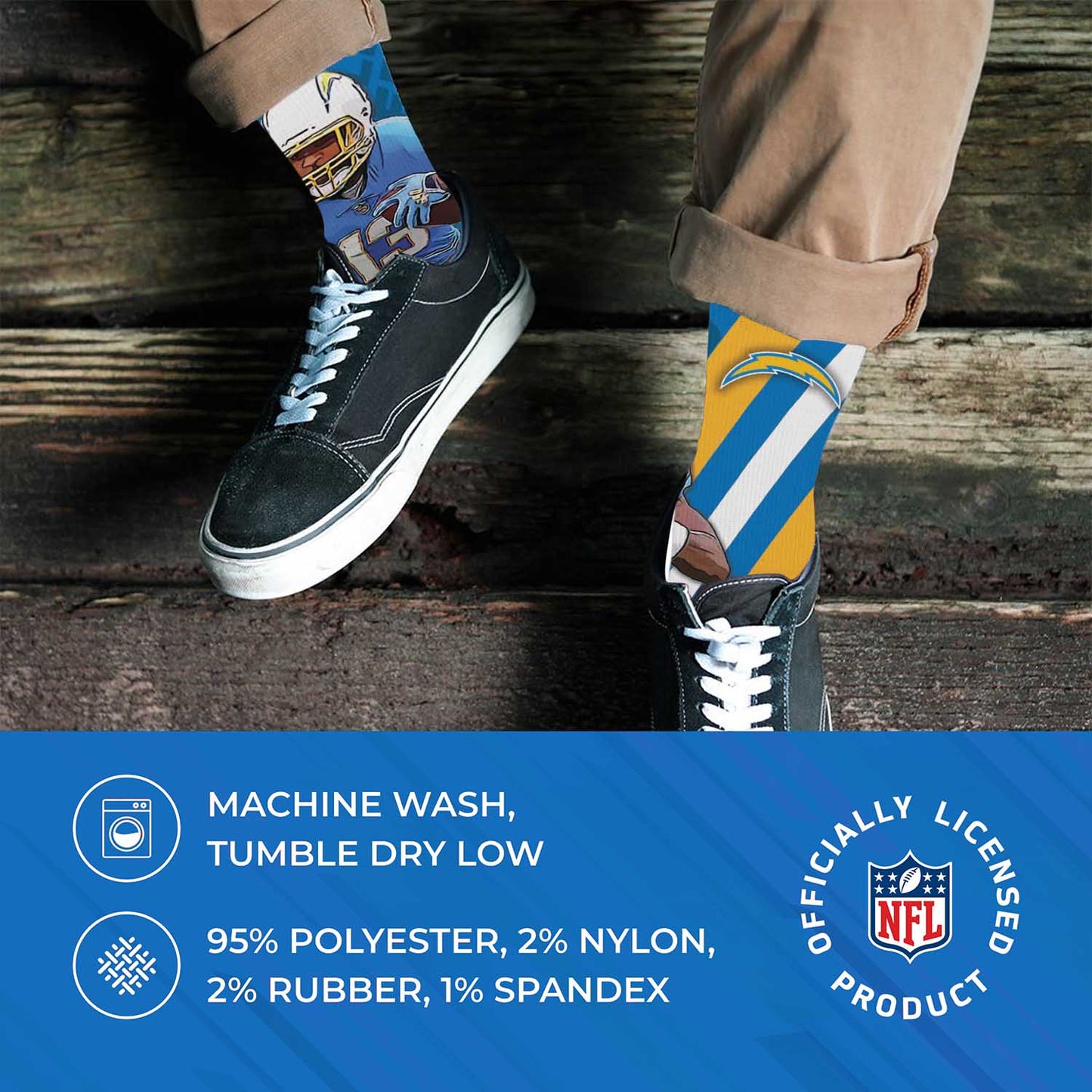Los Angeles Chargers NFL Youth Player Stripe Sock - Blue #13