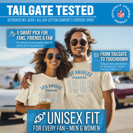Los Angeles Chargers NFL Adult Big Date Tag-Less T-Shirt - Natural