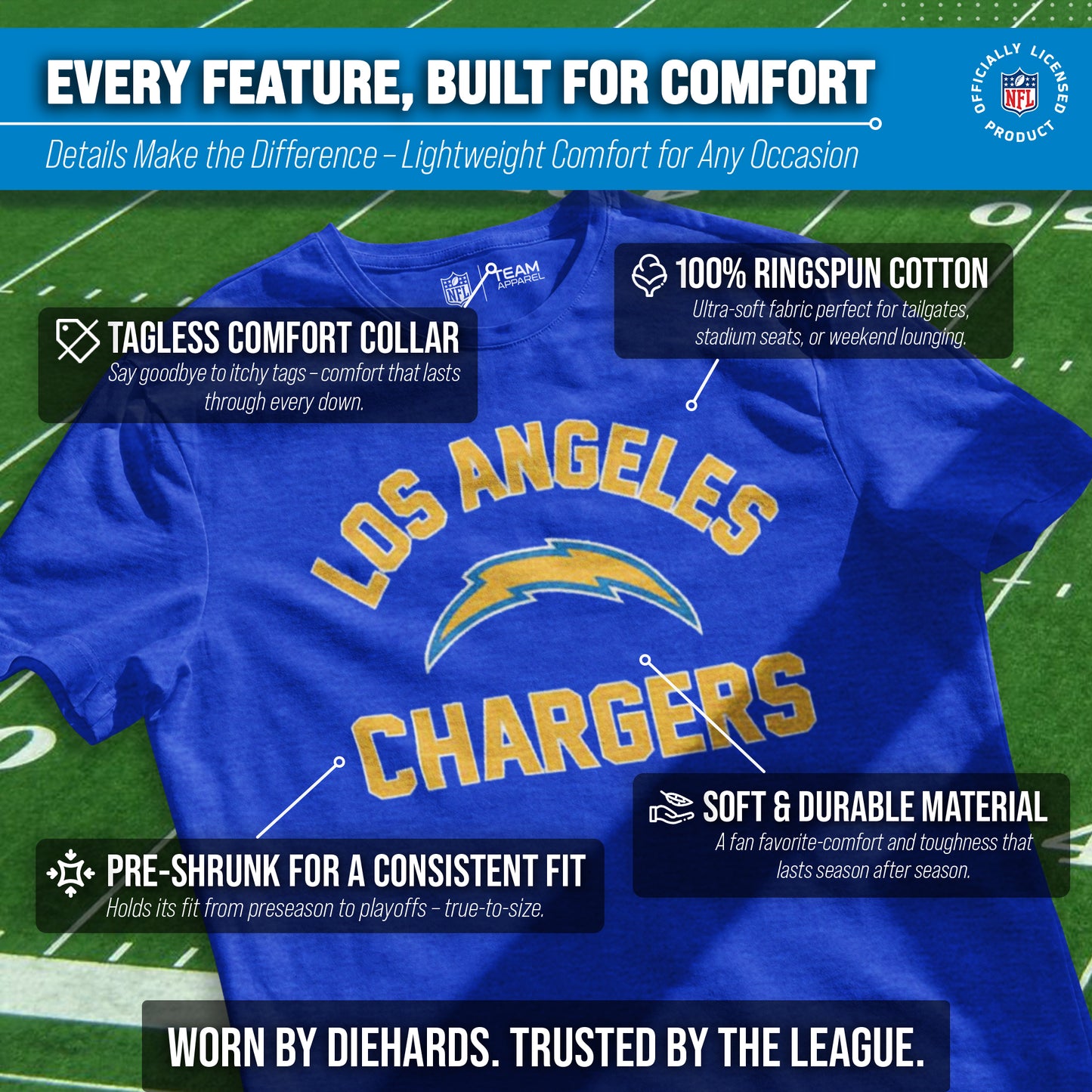 Los Angeles Chargers Team Fan Apparel NFL  Gameday T-Shirt - Royal