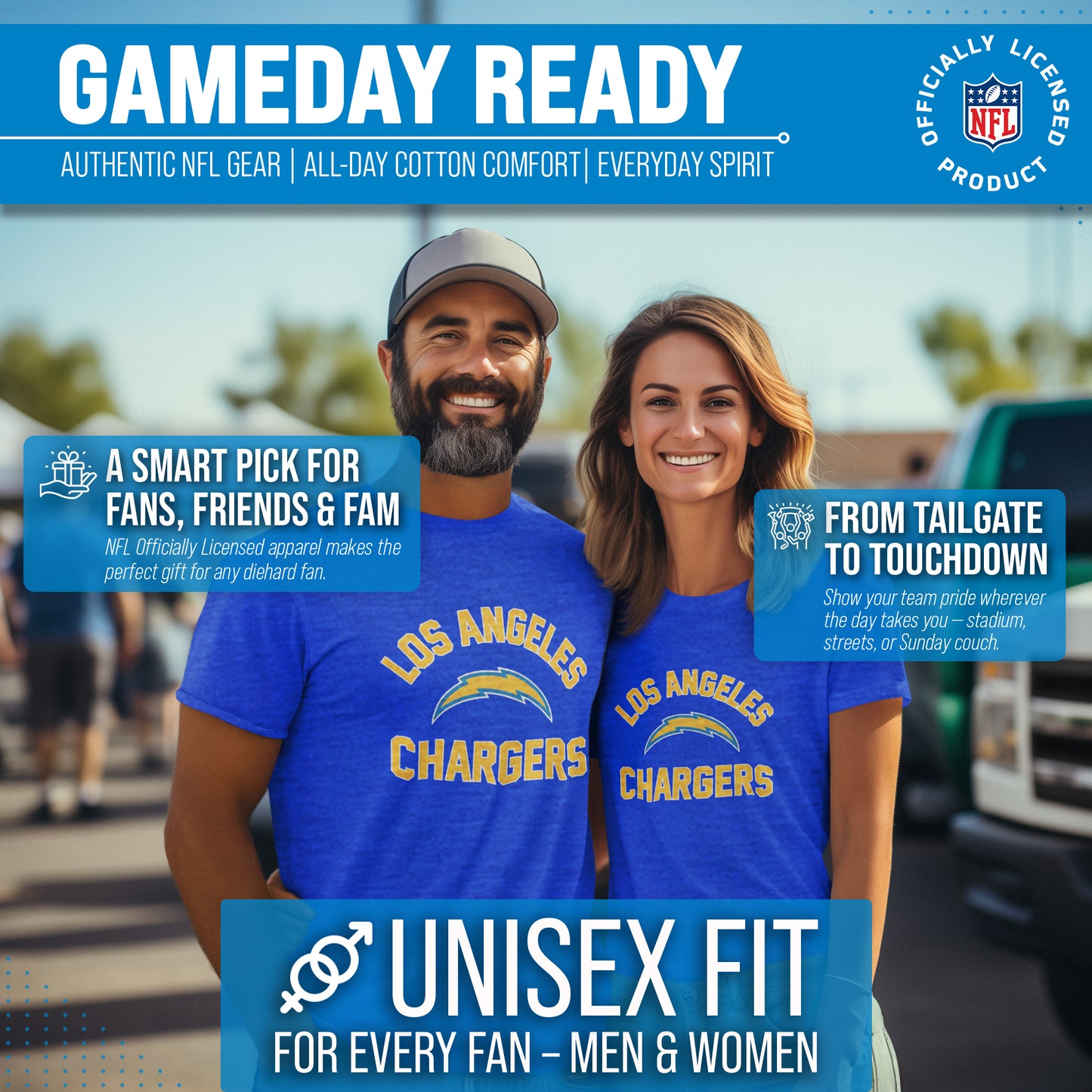 Los Angeles Chargers Team Fan Apparel NFL  Gameday T-Shirt - Royal