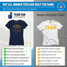 Los Angeles Chargers NFL Womens Big Date Tag-Less T-Shirt - Navy