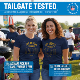 Los Angeles Chargers NFL Womens Big Date Tag-Less T-Shirt - Navy
