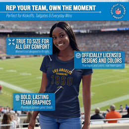 Los Angeles Chargers NFL Womens Big Date Tag-Less T-Shirt - Navy