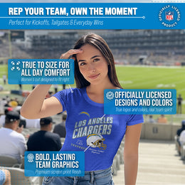 Los Angeles Chargers NFL Womens Distressed Helmet Tag-Less Soft T-Shirt - Royal Heather