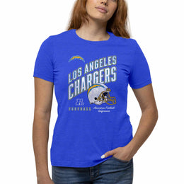 Los Angeles Chargers NFL Womens Distressed Helmet Tag-Less Soft T-Shirt - Royal Heather