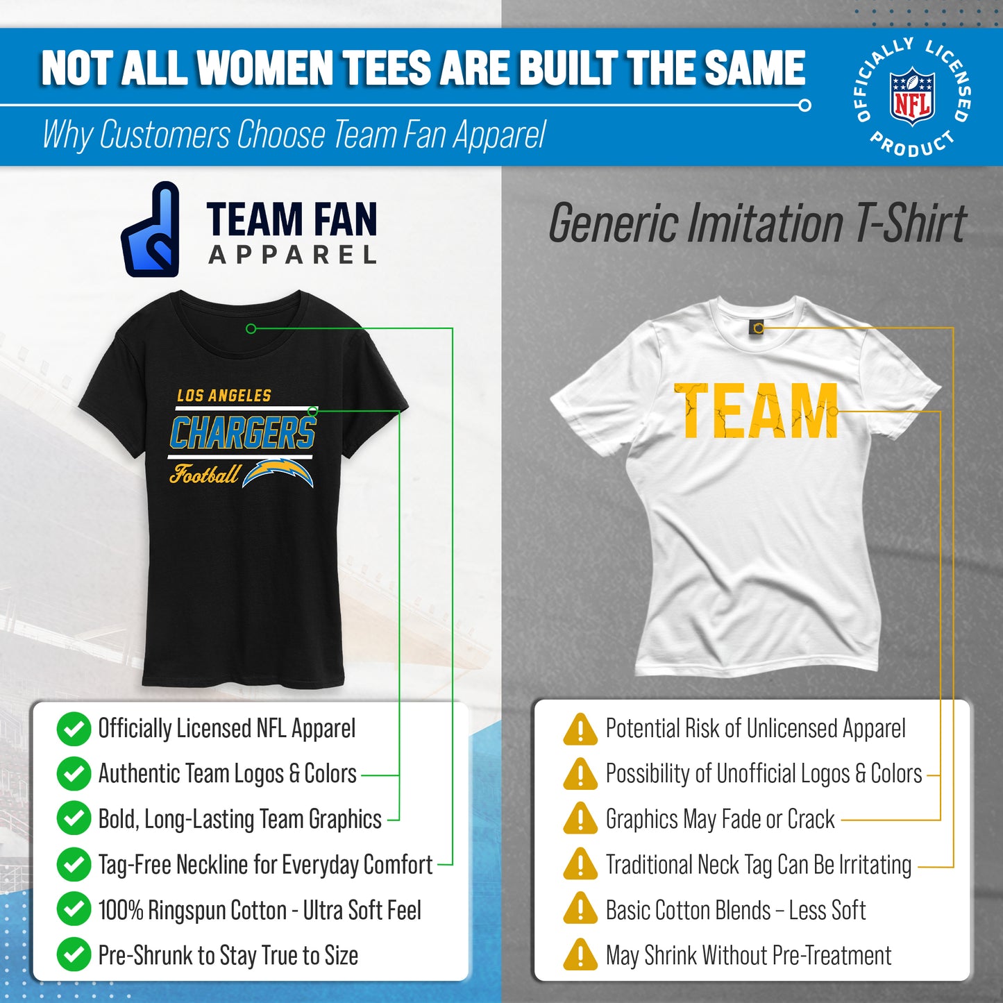 Los Angeles Chargers Chargers Women's NFL Gameday T-Shirt - Black