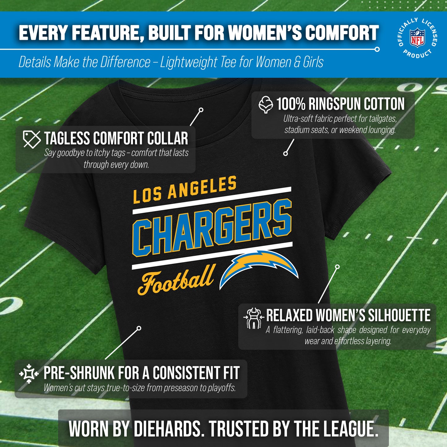 Los Angeles Chargers Chargers Women's NFL Gameday T-Shirt - Black