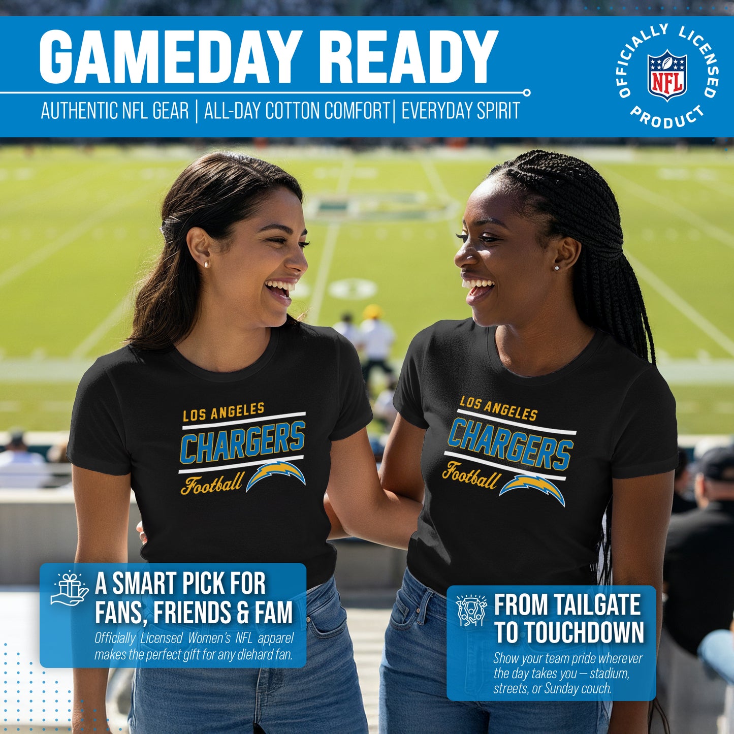 Los Angeles Chargers Chargers Women's NFL Gameday T-Shirt - Black