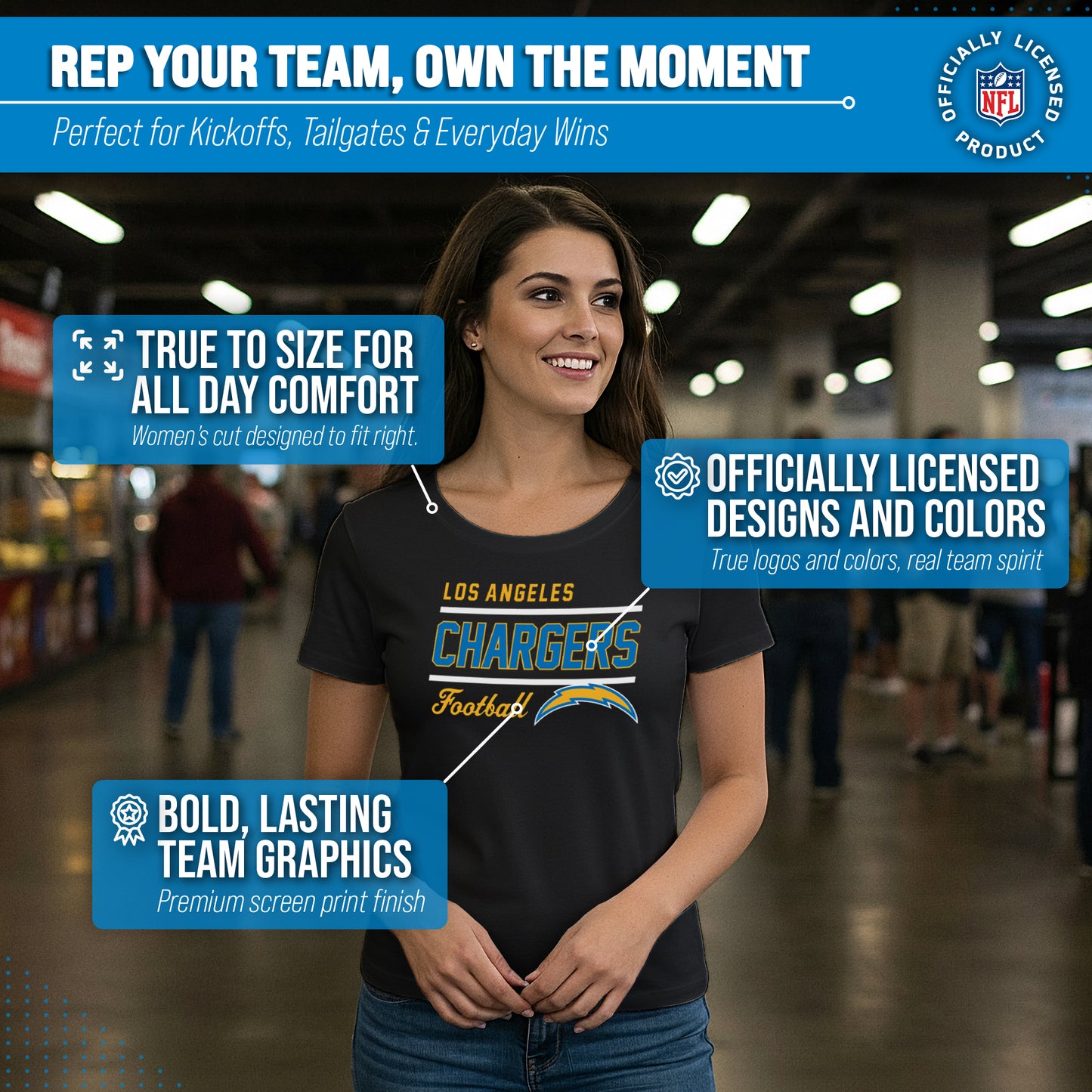 Los Angeles Chargers Chargers Women's NFL Gameday T-Shirt - Black