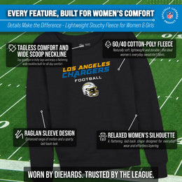 Los Angeles Chargers NFL Womens Helmet French Terry Slouchy Top - Charcoal