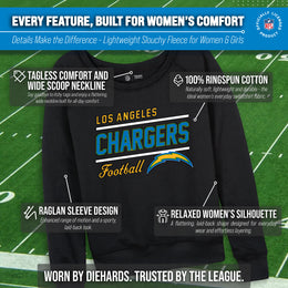 Los Angeles Chargers  Women's Gameday Crewneck Sweatshirt Long Sleeve - Black