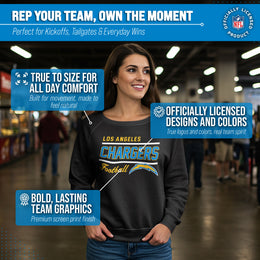 Los Angeles Chargers  Women's Gameday Crewneck Sweatshirt Long Sleeve - Black