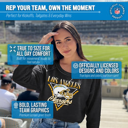 Los Angeles Chargers NFL Womens Retro Triangle French Terry Slouchy Top- Raglan Sleeves - Heather Charcoal