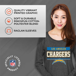 Los Angeles Chargers NFL Womens Team Block French Terry Slouchy Top - Charcoal