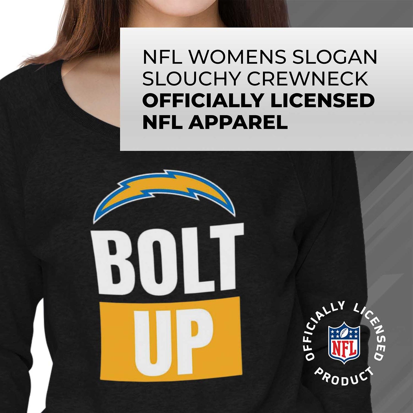 Los Angeles Chargers NFL Womens Team Slogan Crew Neck - Black
