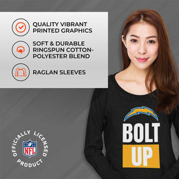Los Angeles Chargers NFL Womens Plus Size Team Slogan Crew Neck - Black
