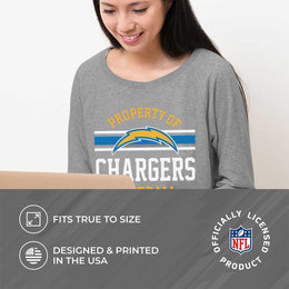 Los Angeles Chargers NFL Womens Property of Lighweight Crew Neck - Sport Gray