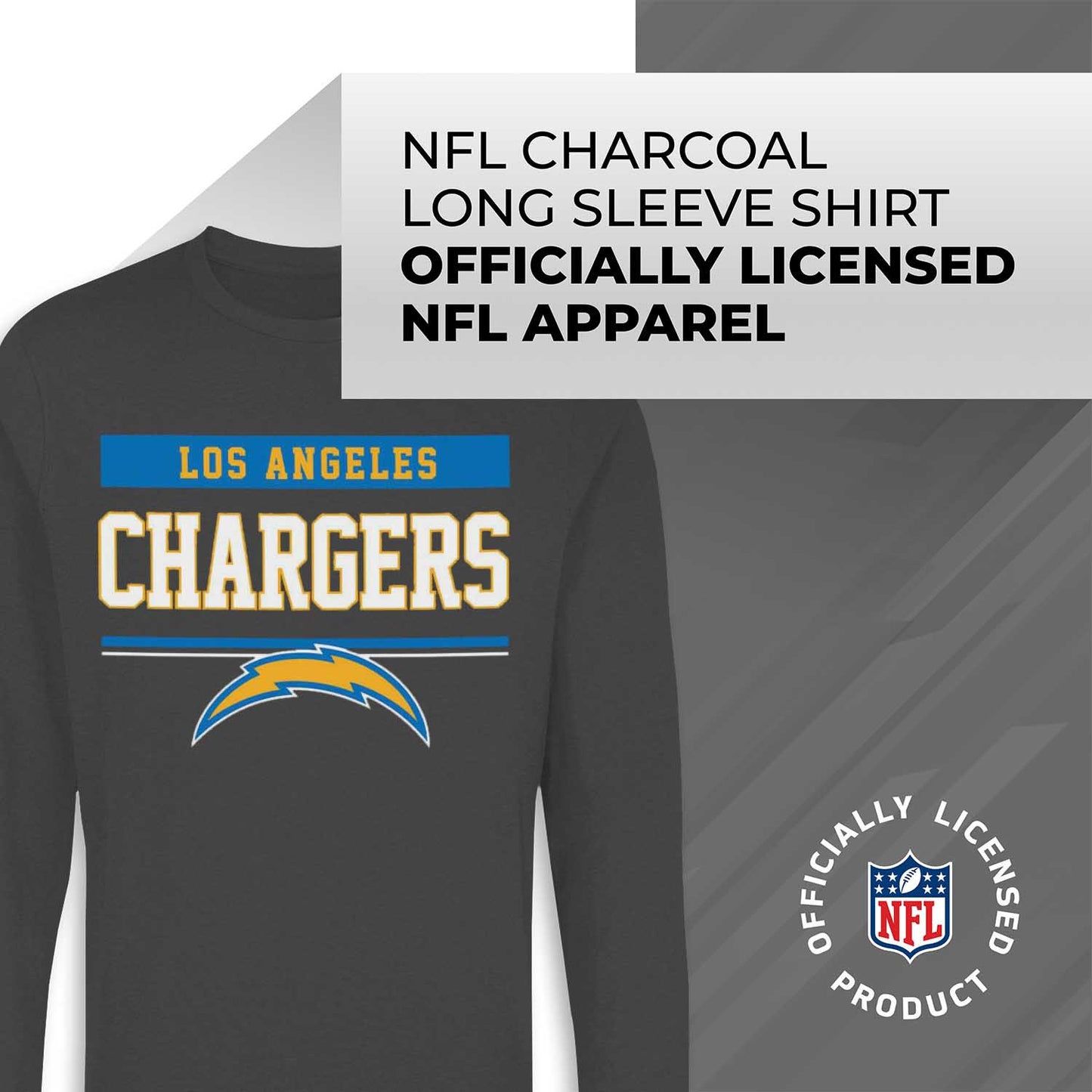 Los Angeles Chargers NFL Adult Charcoal Long Sleeve T Shirt - Charcoal