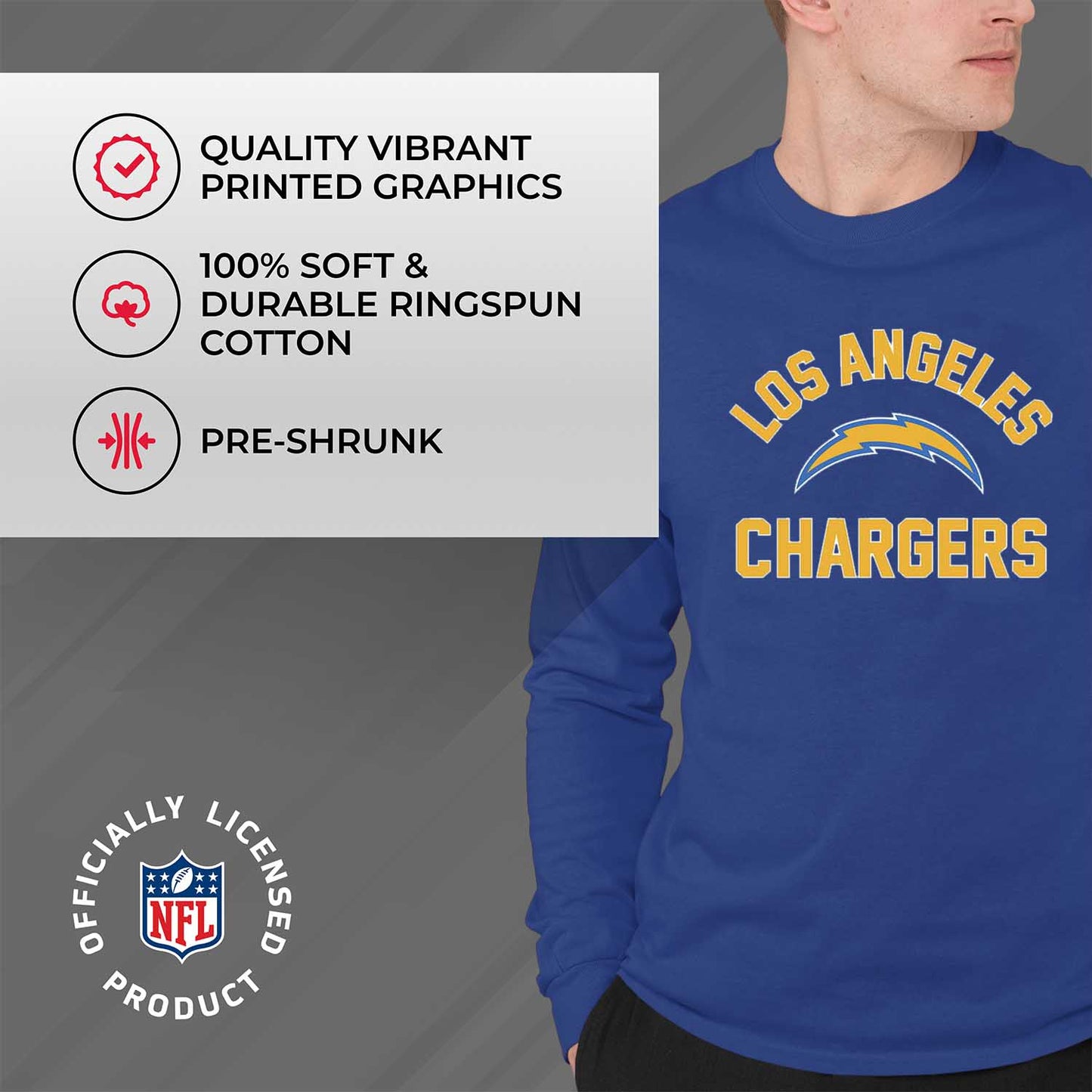 Los Angeles Chargers NFL Gameday Adult Long Sleeve Shirt - Royal
