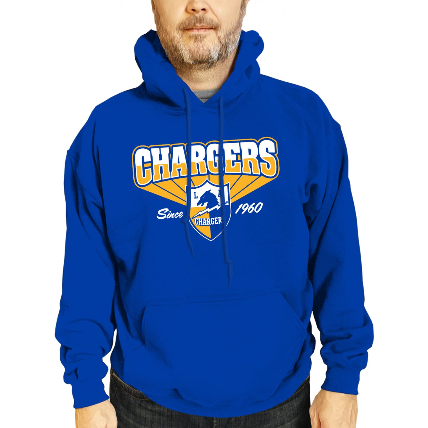 Los Angeles Chargers NFL Adult Unisex Vintage Block Ultra Soft Fleece Hooded Sweatshirt - Royal