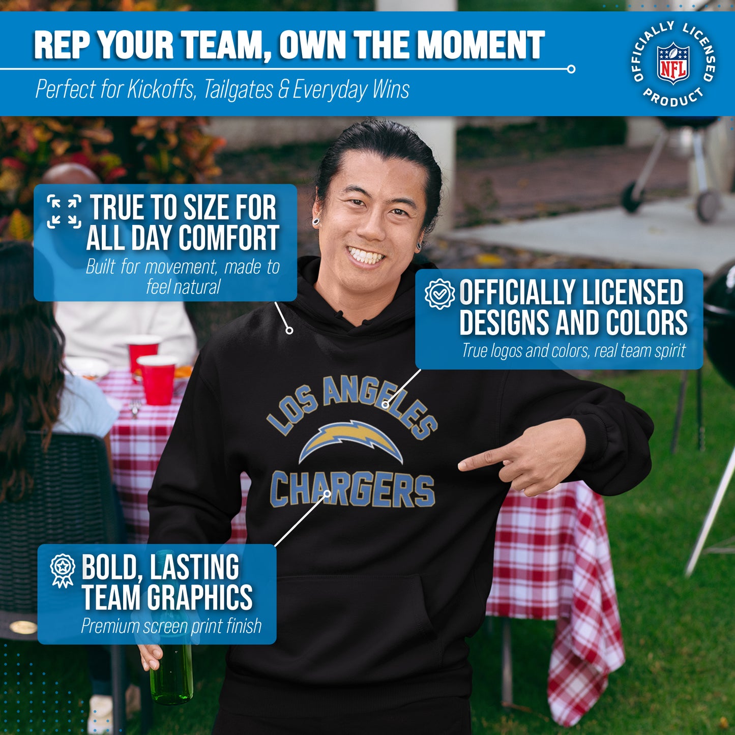 Los Angeles Chargers Team Fan Apparel NFL  Gameday Hoodie - Black