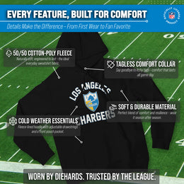 Los Angeles Chargers NFL Adult Unisex Retro Gameday Ultra Soft Fleece Hooded Sweatshirt - Black